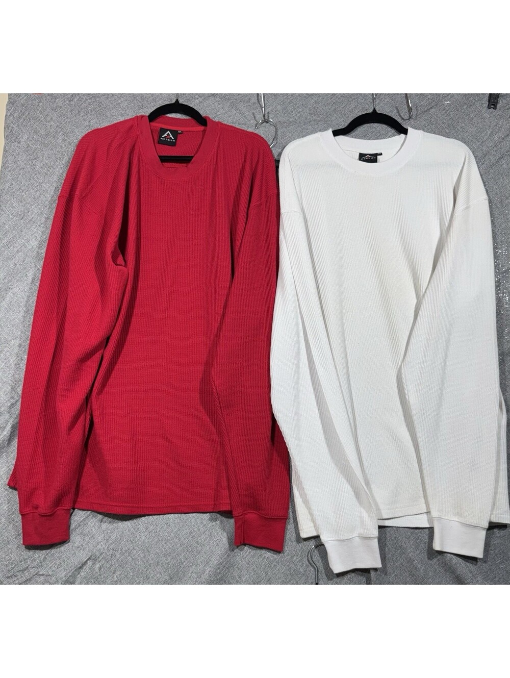 Men’s Long Sleeve Waffle Knit Thermal Crew Neck Shirt Set Big And Tall Size 5XL